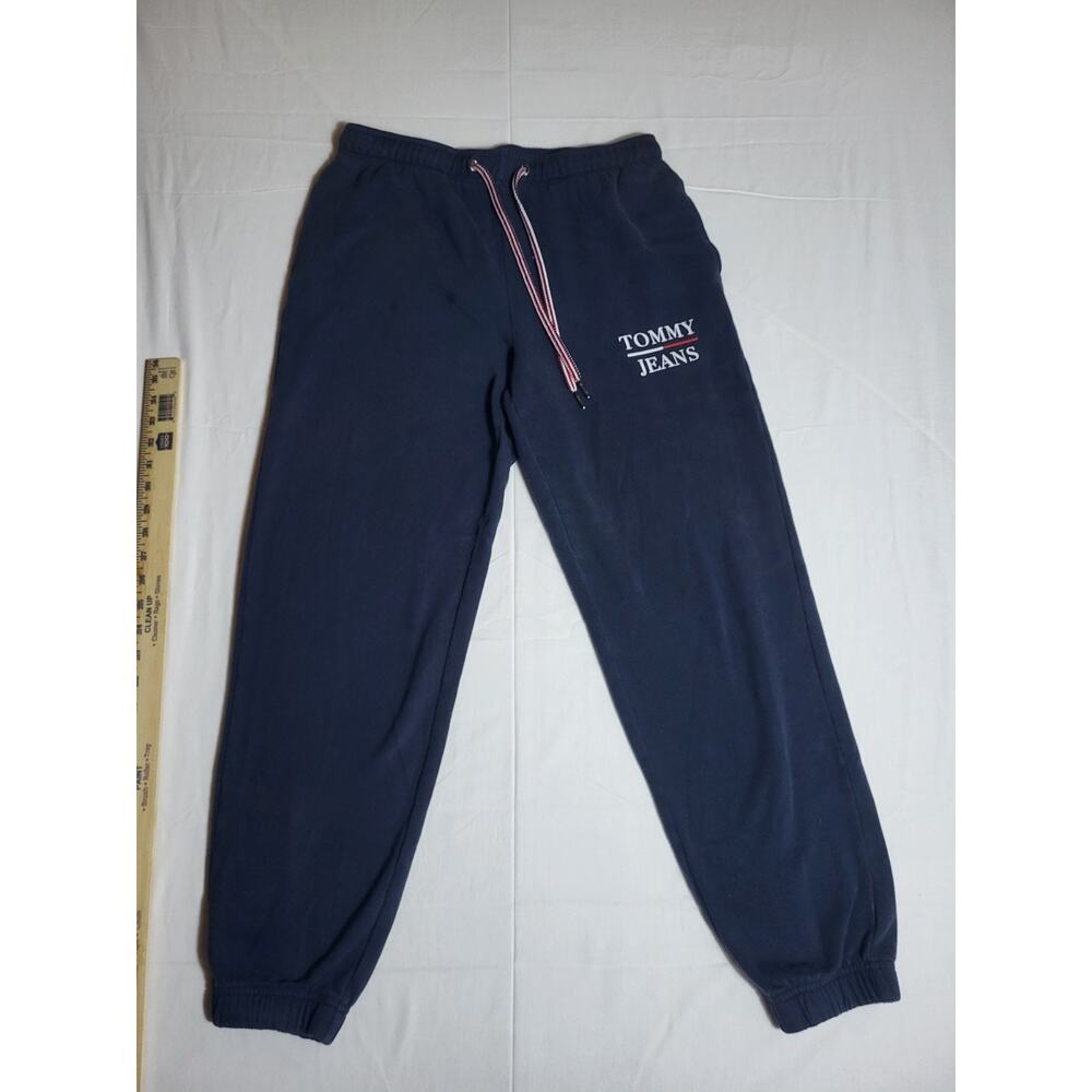 Tommy Jeans Fleece Jogger Sweatpants Mens Small Navy Logo Drawstring